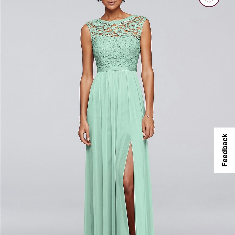 David bridal Mint lace bodice gown